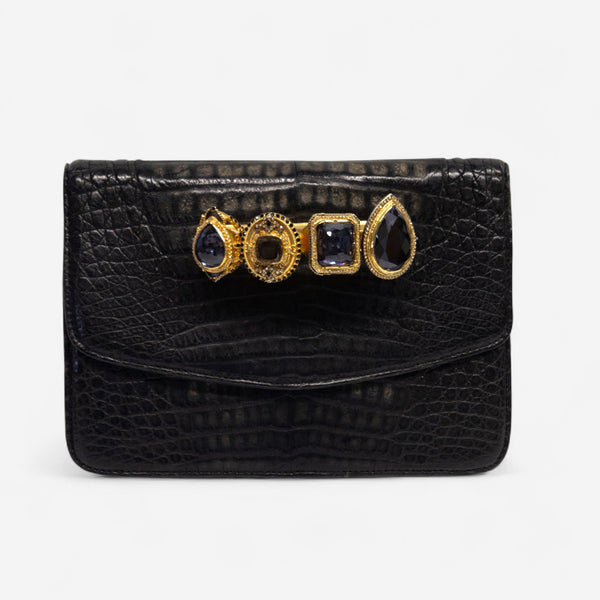 Armenta Black Caiman Leather Small Clutch 06944 - THE SOLIST