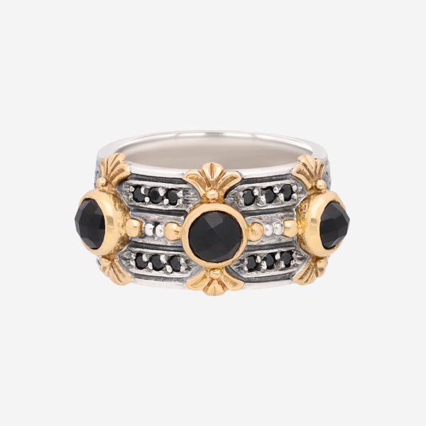 Konstantino Calypso Sterling Silver and 18K Yellow Gold, Onyx and Spinel Ring DKJ840-314
