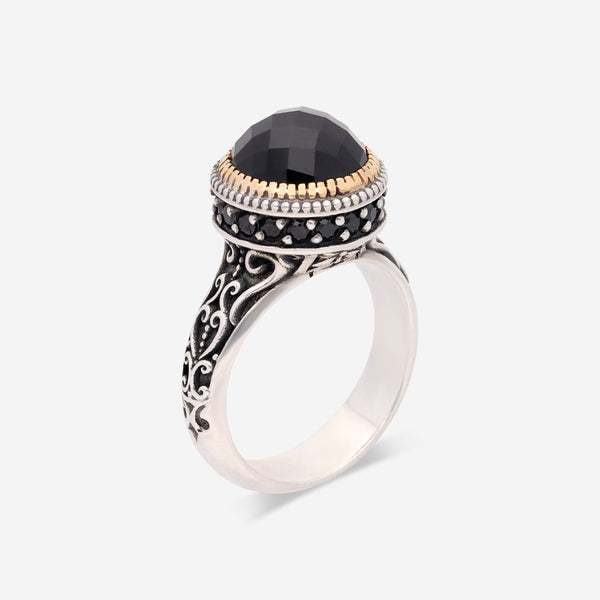 Konstantino Calypso Sterling Silver and 18K Yellow Gold, Onyx and Spinel Statement Ring  DKJ847-314