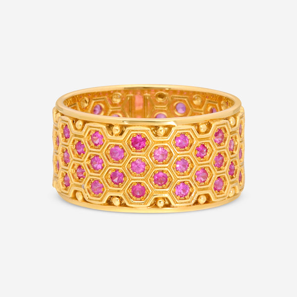 Konstantino Melissa 18K Yellow Gold and Pink Sapphire Band Ring DMK01111-18KT-124