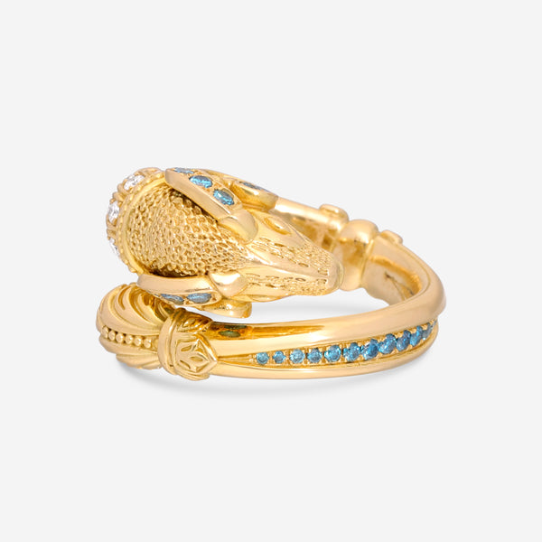 Konstantino Melissa 18K Yellow Gold, Blue and White Diamond Ring DMK01113-18KT-413
