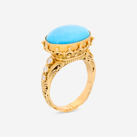 Konstantino Limited 18K Yellow Gold, Turquoise, and White Diamond Ring DMK01120-18KT-329