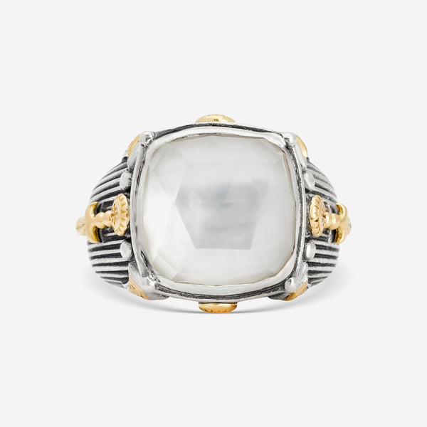Konstantino Delos 2 Sterling Silver 18k Yellow Gold & Mother of Pearl Ring DMK2148-117-CUTS7