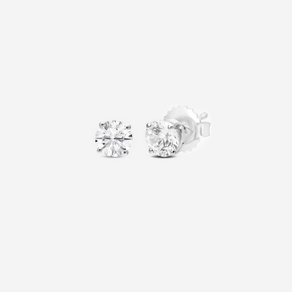 Ina Mar 14K White Gold Round Cut Solitaire 1.05ct.twd. Diamond Stud Earrings EM-001