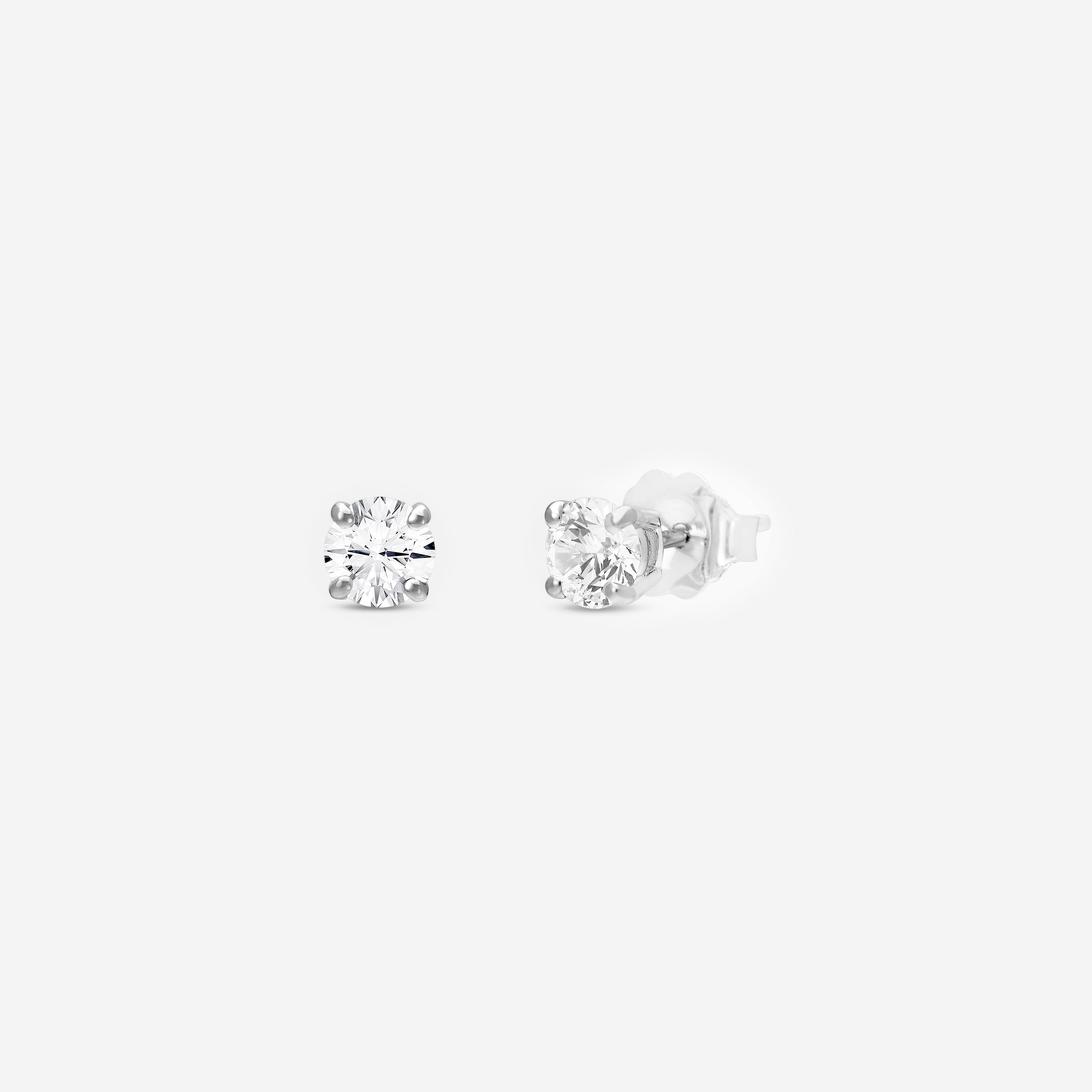 Ina Mar 14K White Gold Round Cut Solitaire 0.78ct.twd. Diamond Stud Earrings EM-002