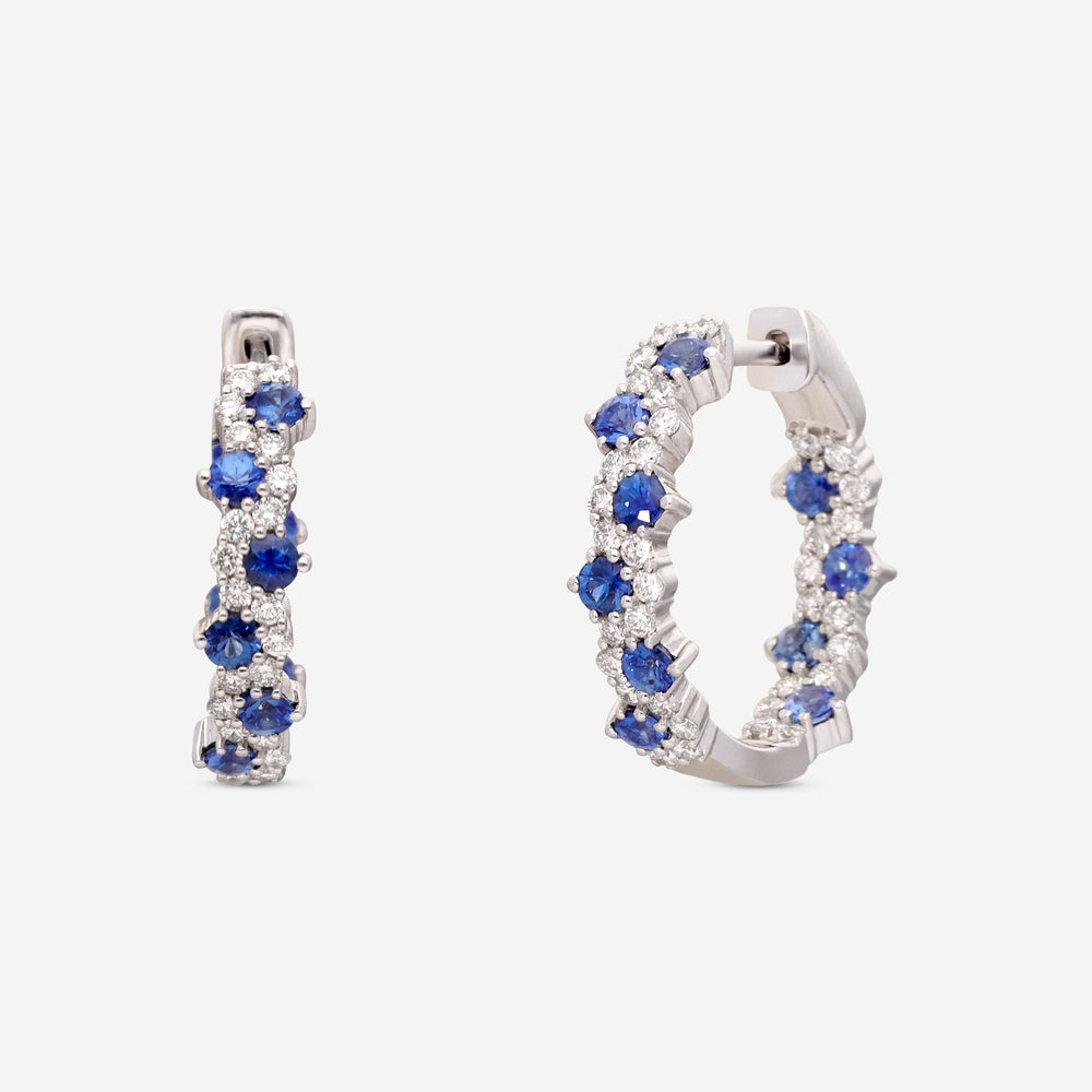 Ina Mar 14K White Gold Sapphire & Diamond Hoop Earrings ER-071295-Sapp