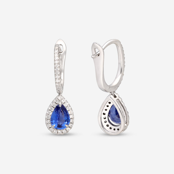 Ina Mar 18K White Gold Pear Cut Sapphire Pave Diamond Earrings ER-075312-Sapp