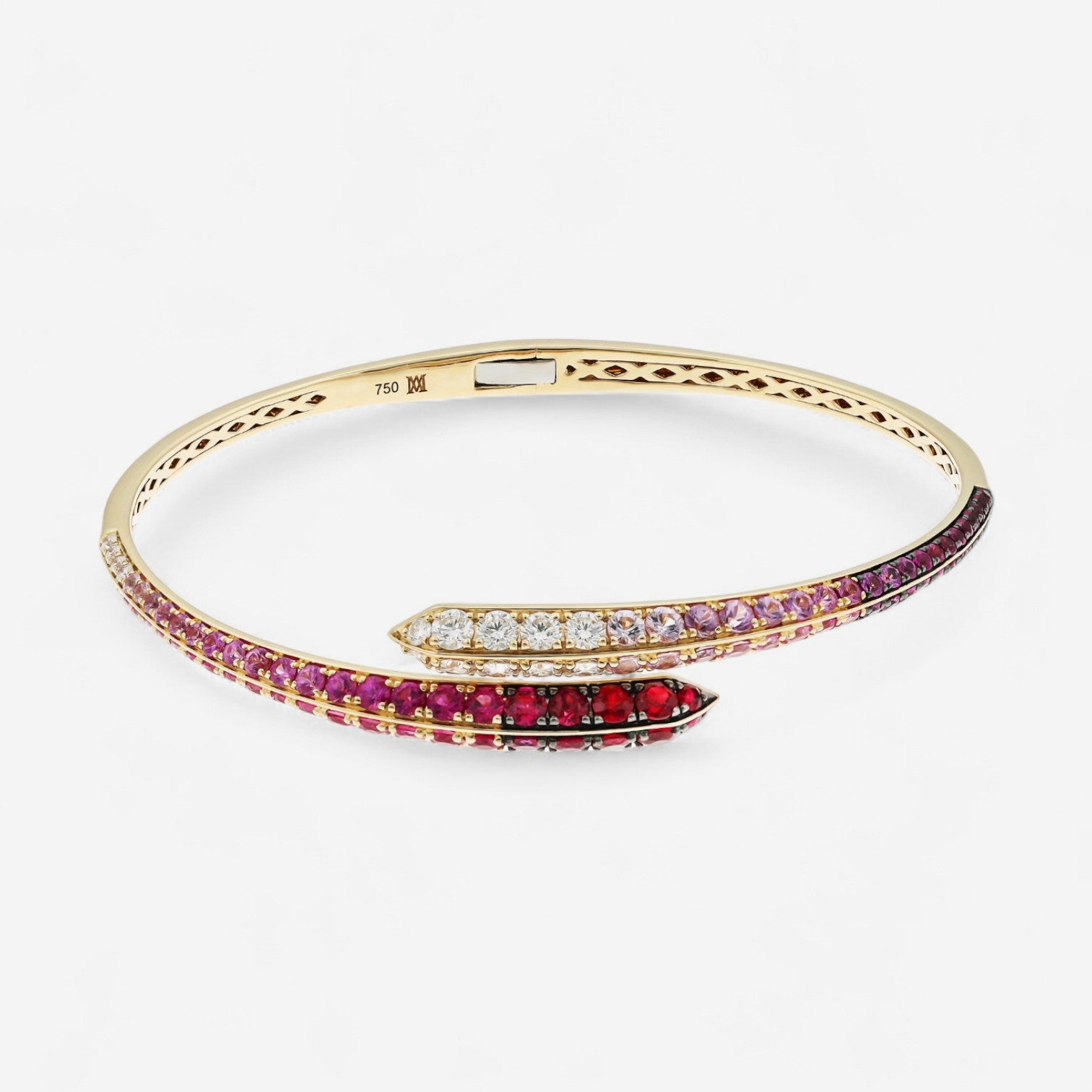 Alberto Milani Ombre 18K Yellow Gold Diamond & Pink Sapphire Bypass Cuff Bracelet G0062E