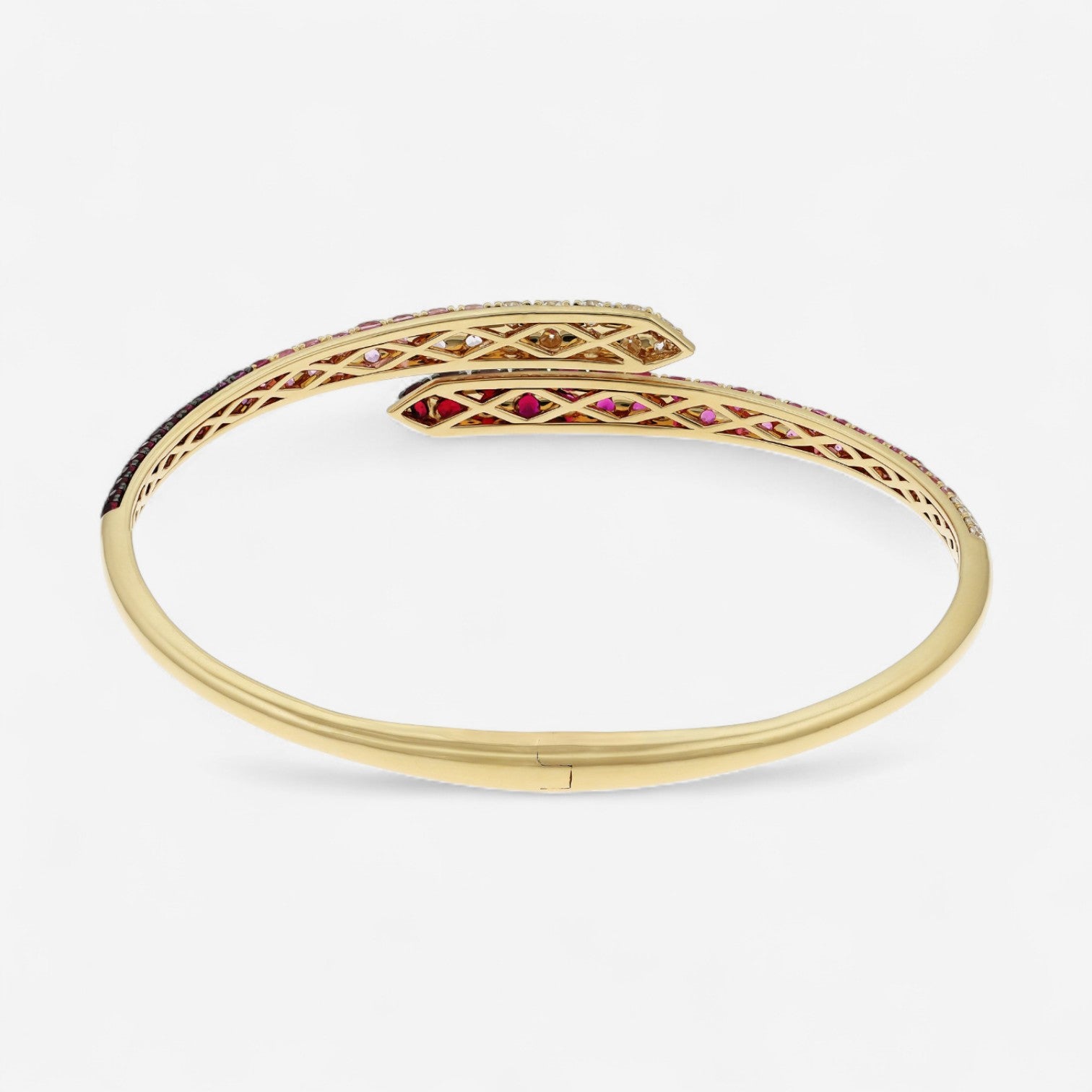 Alberto Milani Ombre 18K Yellow Gold Diamond & Pink Sapphire Bypass Cuff Bracelet G0062E