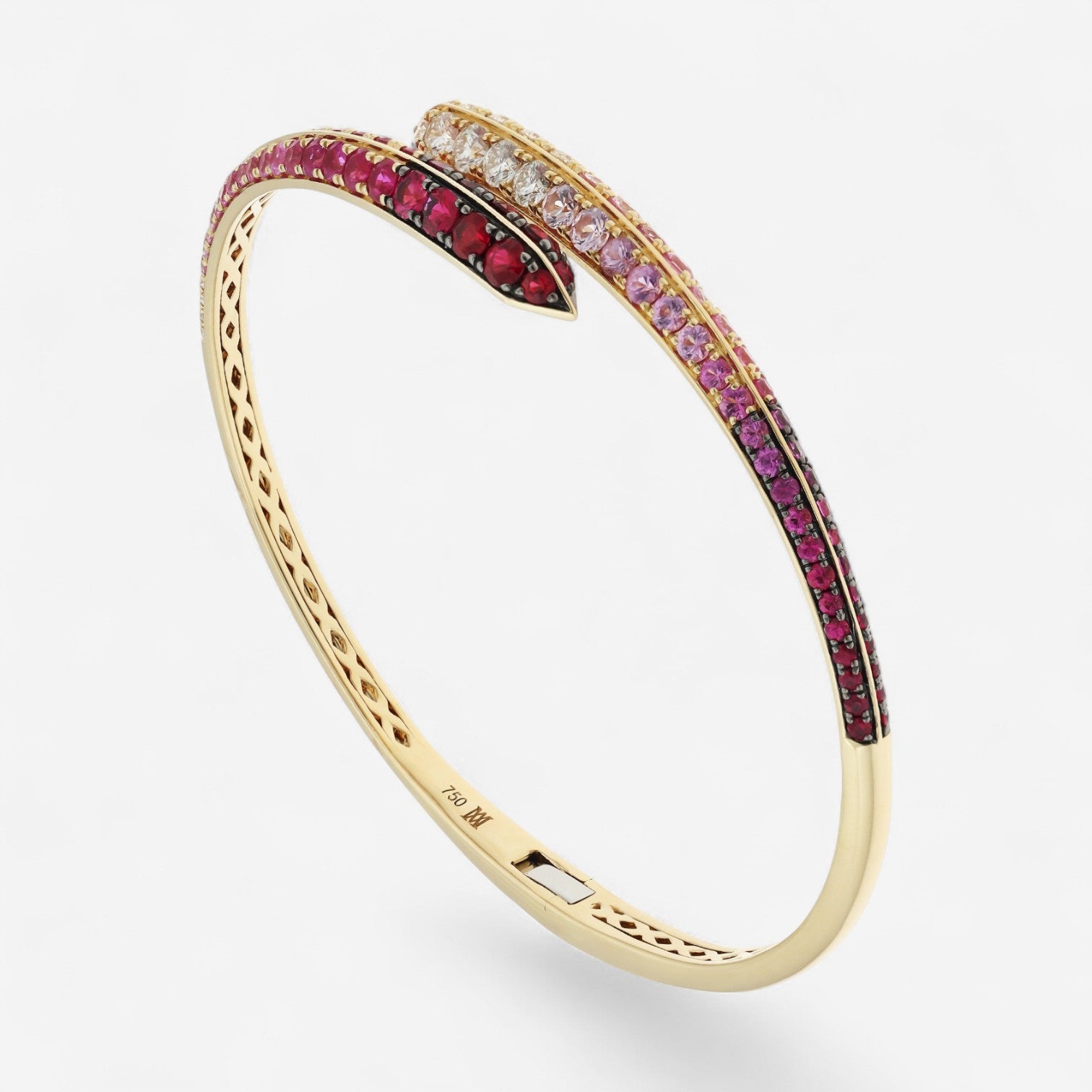 Alberto Milani Ombre 18K Yellow Gold Diamond & Pink Sapphire Bypass Cuff Bracelet G0062E