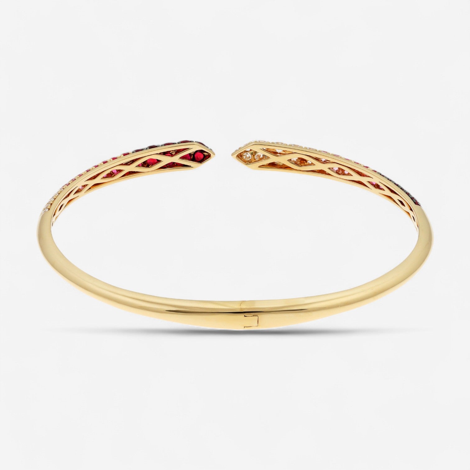 Alberto Milani Ombre 18K Yellow Gold Diamond, Pink Sapphire & Ruby Cuff Bracelet G0067E