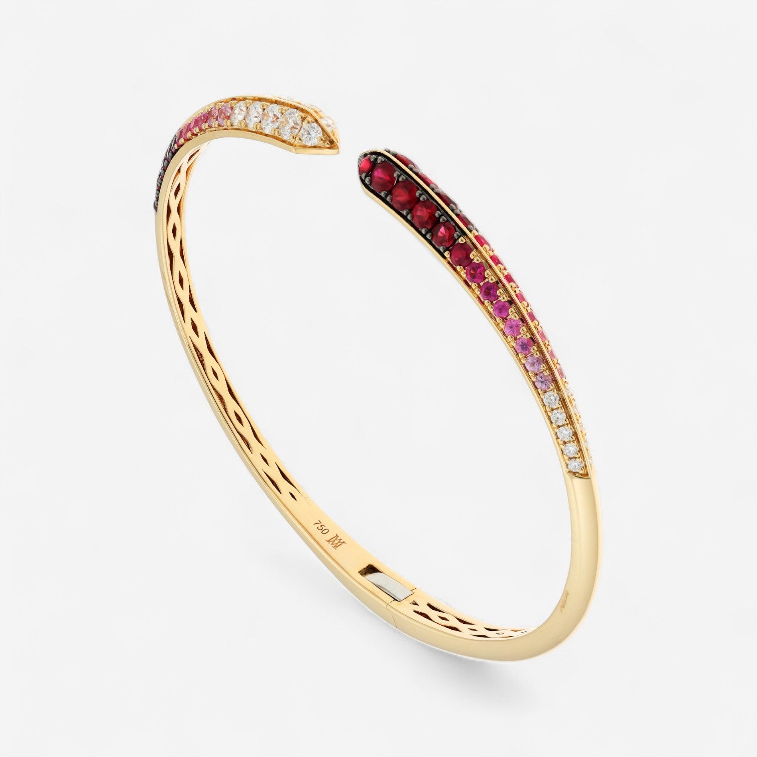 Alberto Milani Ombre 18K Yellow Gold Diamond, Pink Sapphire & Ruby Cuff Bracelet G0067E