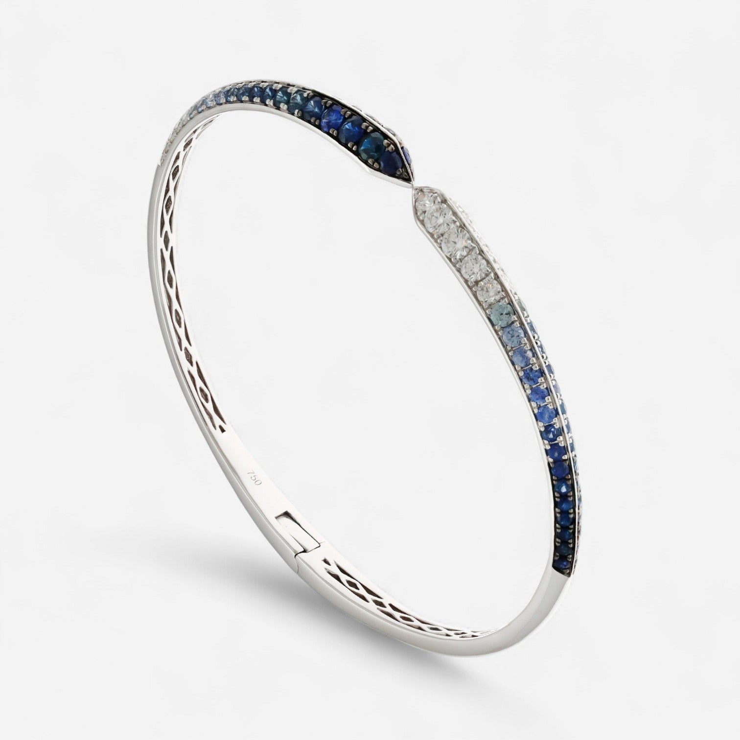 Alberto Milani Ombre 18K White Gold Diamond & Blue Sapphire Cuff Bracelet G0068E