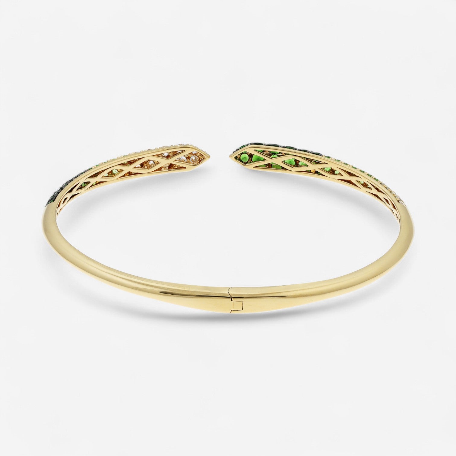 Alberto Milani Ombre 18K Yellow Gold Diamond & Green Tsavorite Cuff Bracelet G0070E
