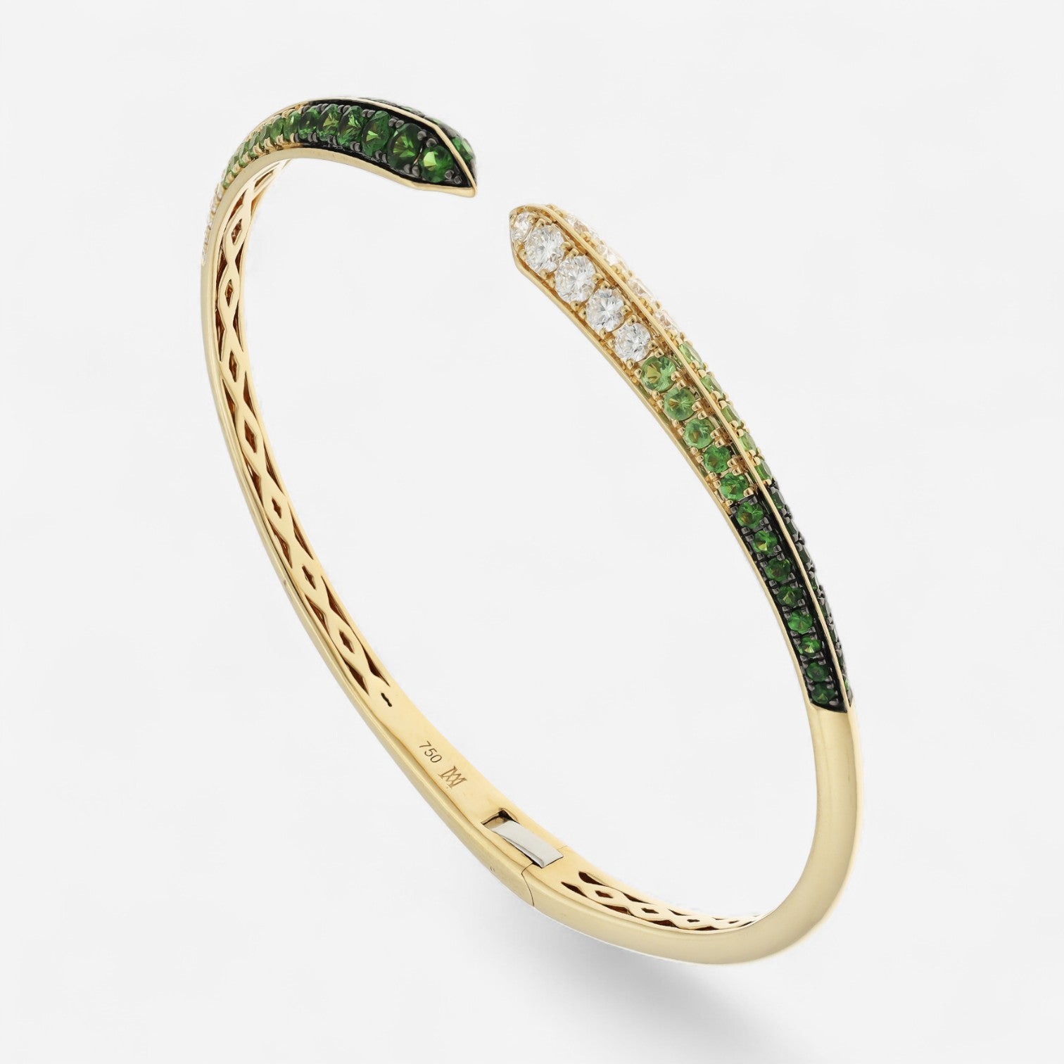 Alberto Milani Ombre 18K Yellow Gold Diamond & Green Tsavorite Cuff Bracelet G0070E