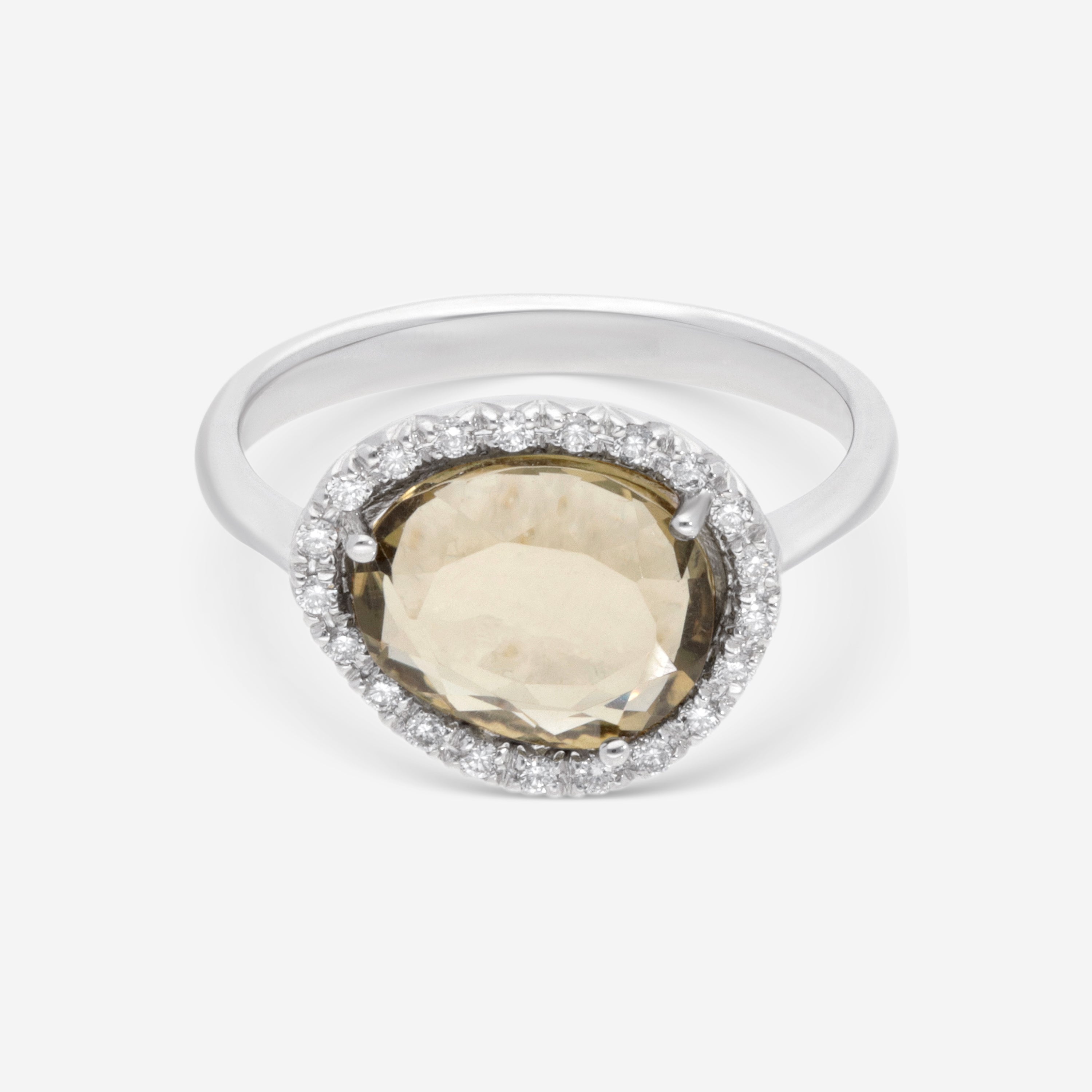 SuperOro Greta 18K White Gold Diamond & Olive Quartz Statement Ring GRETA/A001b - THE SOLIST