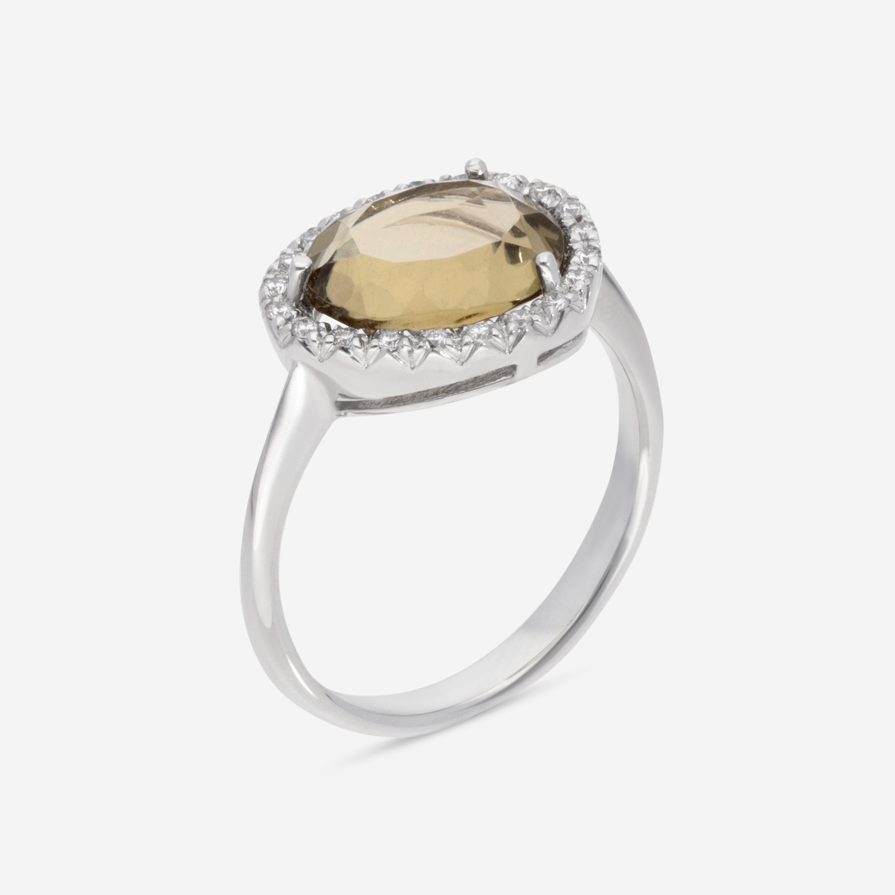SuperOro Greta 18K White Gold Diamond & Olive Quartz Statement Ring GRETA/A001b - THE SOLIST