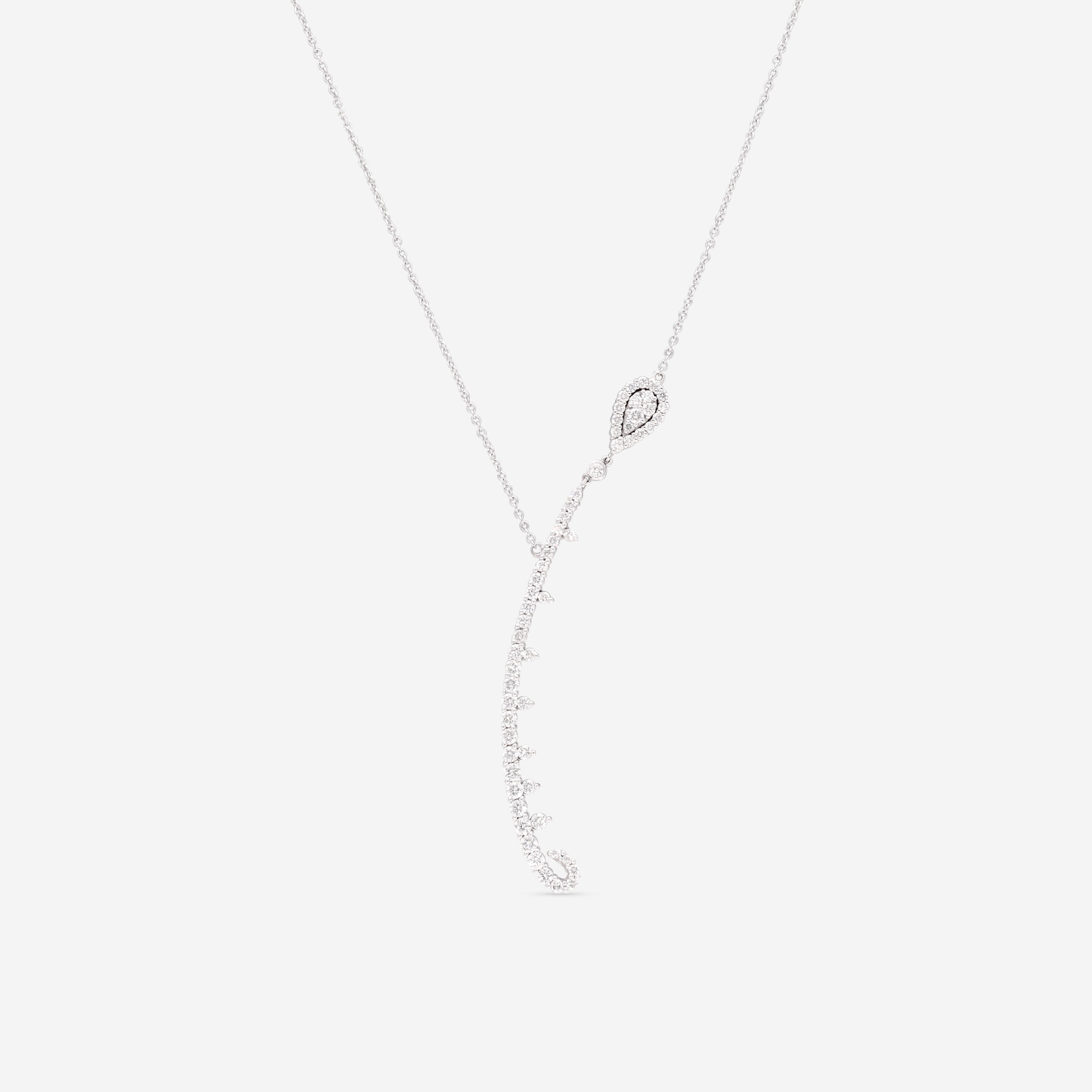Giloro 18K White Gold Diamond Lariat Necklace P4647-108 - THE SOLIST