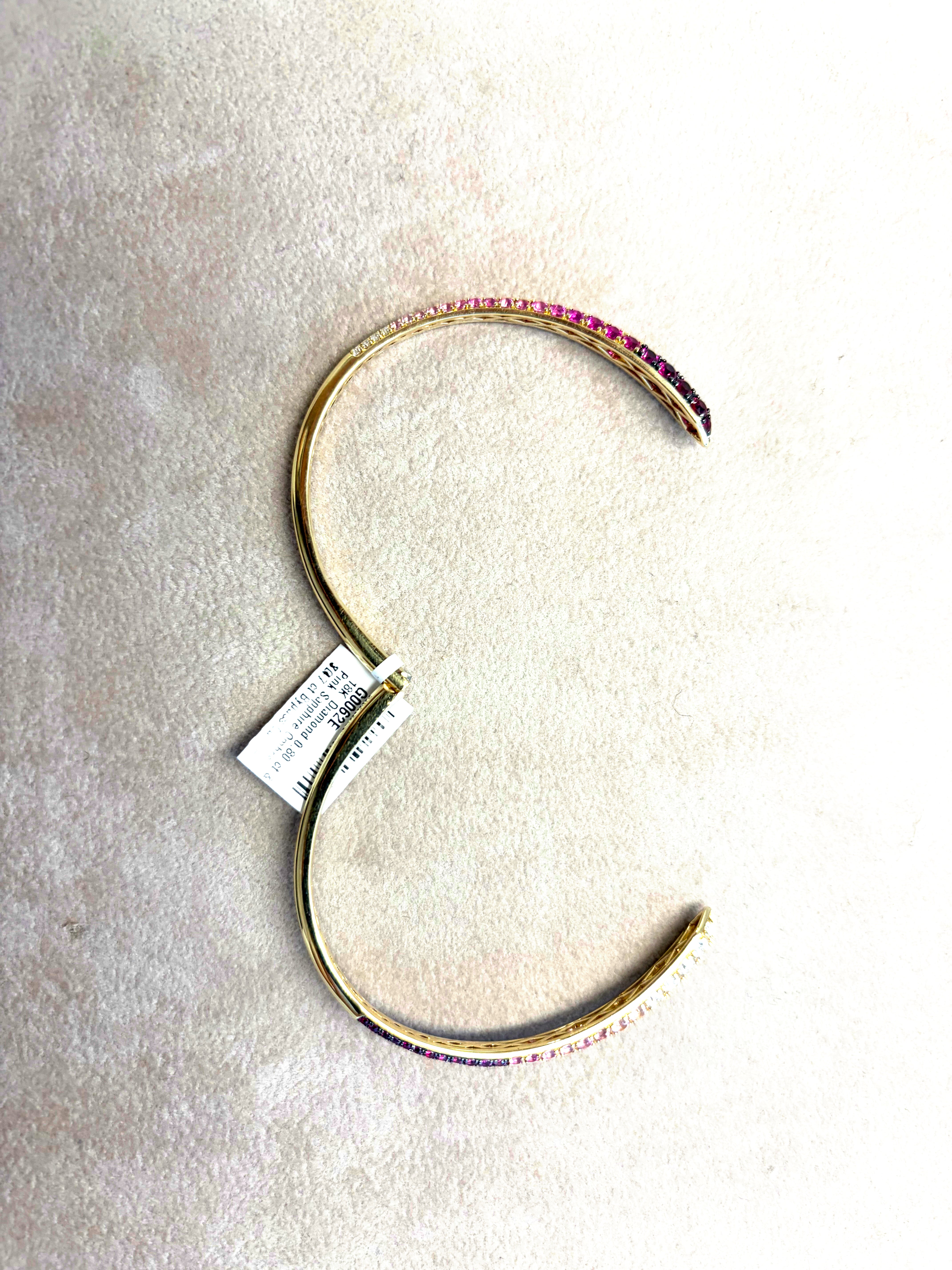 Alberto Milani Ombre 18K Yellow Gold Diamond & Pink Sapphire Bypass Cuff Bracelet G0062E