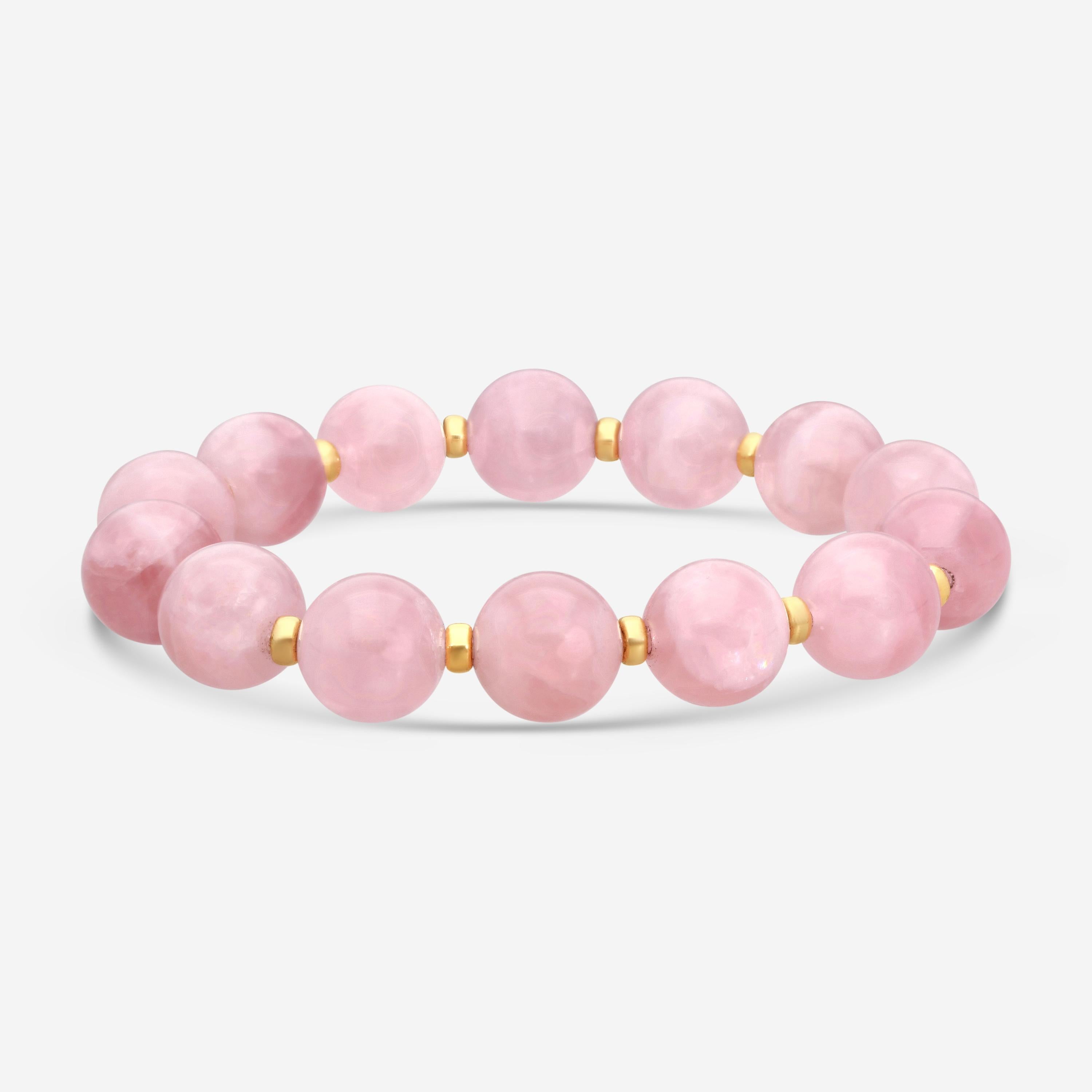 Goshwara Beyond Rose Quarts and 18K Yellow Gold Beads Bracelet JB0098-