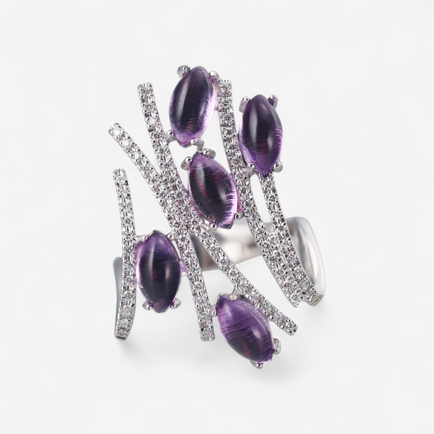 Tavanti 18K White Gold Diamond & Amethyst Ring Sz. 7.5 JF-20-0095F-130 - THE SOLIST