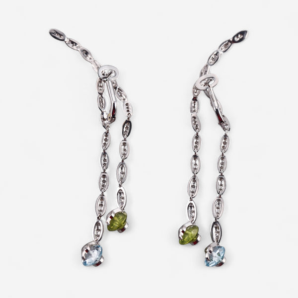 Tavanti 18K White Gold Diamond, Blue Topaz & Peridot Earrings JF-75-1025F-101
