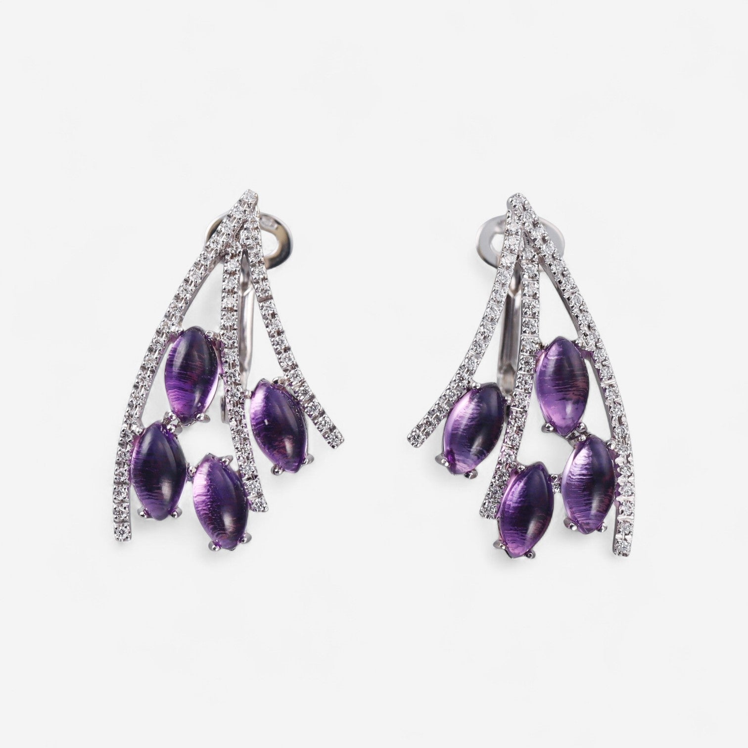 TAVANTI - 18KT White Gold, Brill, Amethyst Earring ( Diamonds 0.49ctw G Si, Amethyst)-JF-75-1108F - 131
Earrings are 29mm x 18mm. - THE SOLIST