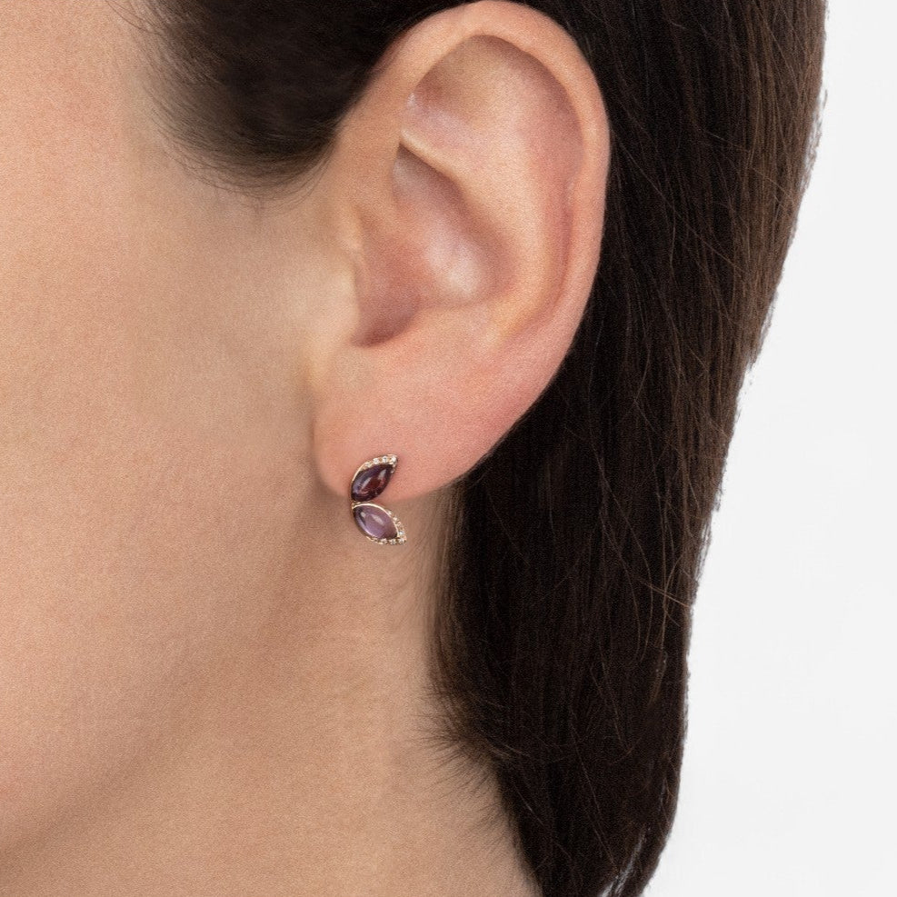 TAVANTI - 18KT Rose Gold, Brill, Amethist Earring ( Diamonds 0.12ctw G Si, Amethyst)-JF-75-1144F - 5
Earrings are 15mm x 6mm. - THE SOLIST