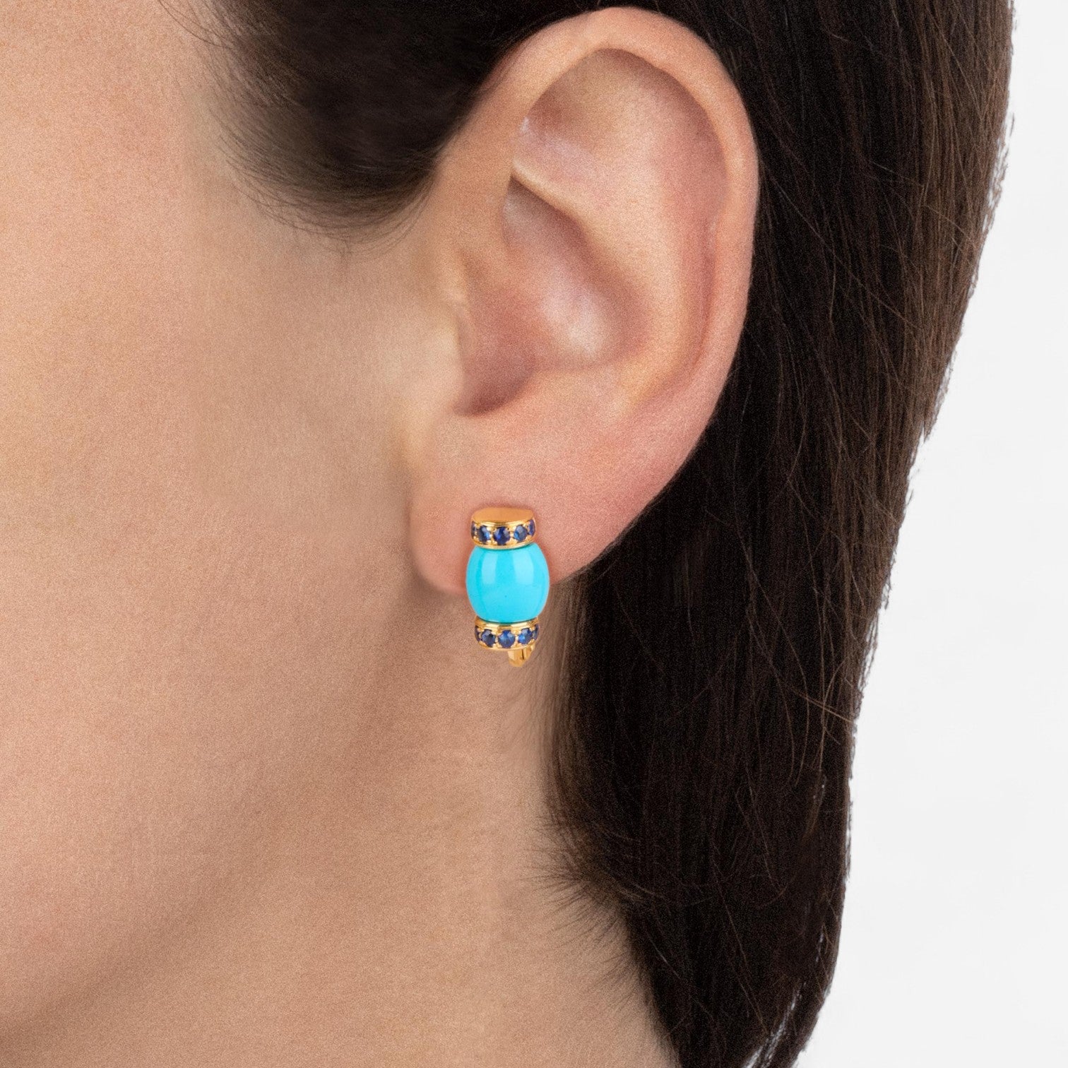 Tavanti Le Carrousel 18K Yellow Gold Turquoise & Sapphire Earrings JF-75-1196-TU-BS-Y-55