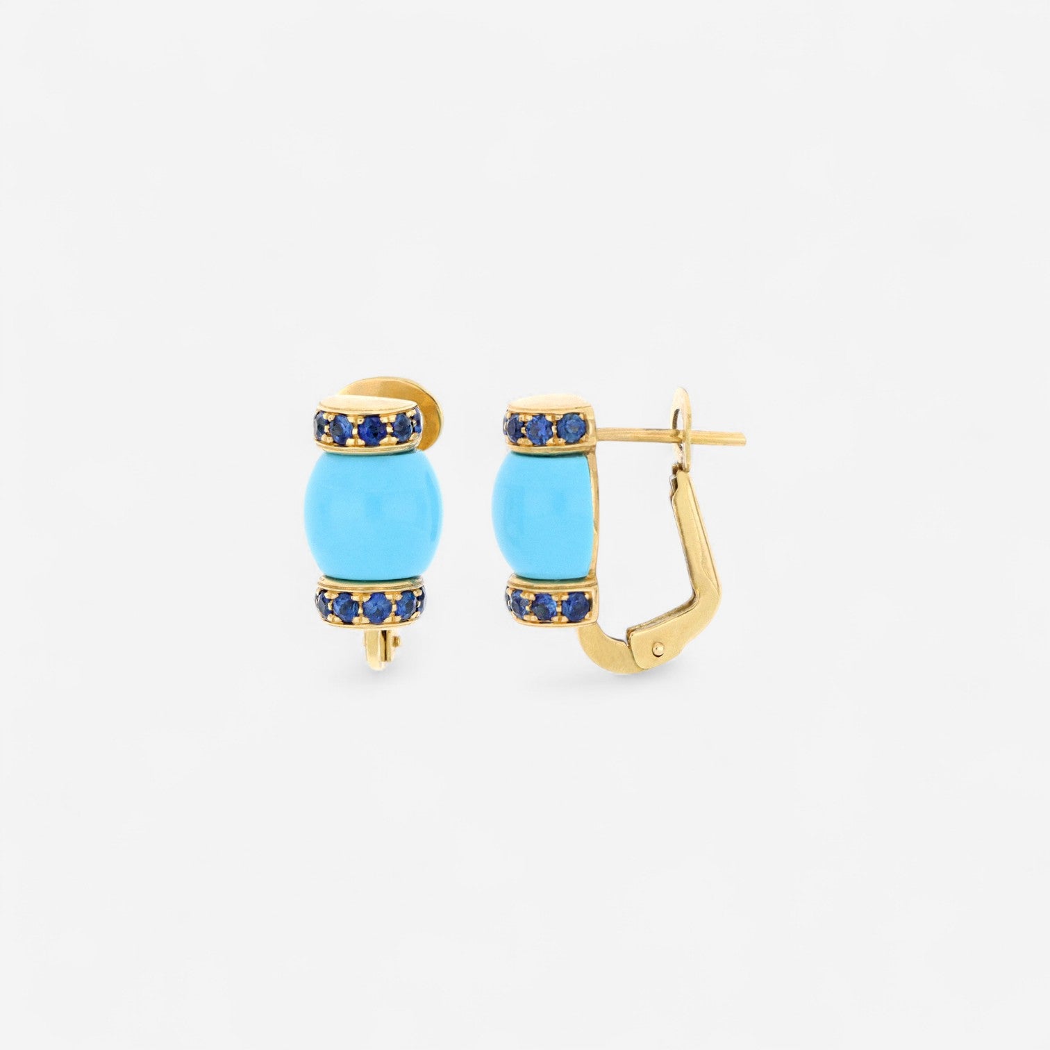 Tavanti Le Carrousel 18K Yellow Gold Turquoise & Sapphire Earrings JF-75-1196-TU-BS-Y-55