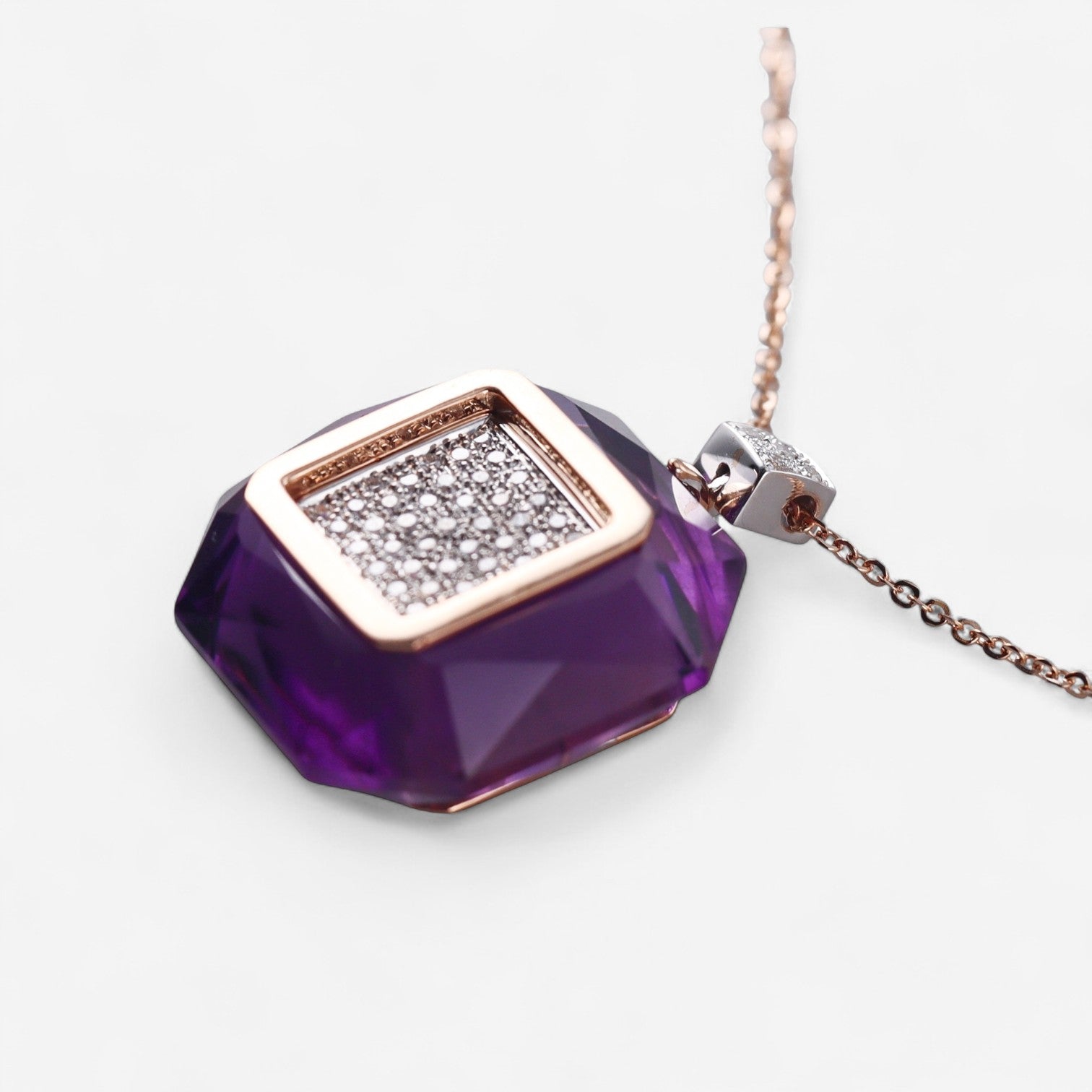 Tavanti 18K Rose & White Gold Diamond & Amethyst Pendant Necklace JF-82-0977F-168 - THE SOLIST