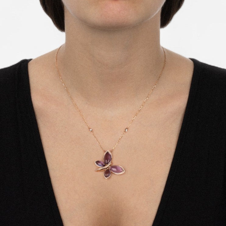 TAVANTI - 18KT Rose Gold, Brill, Amethyst Necklace ( Diamonds 0.38ctw G Si, Amethyst)-JF-82-2036F - 13
Necklace is 17