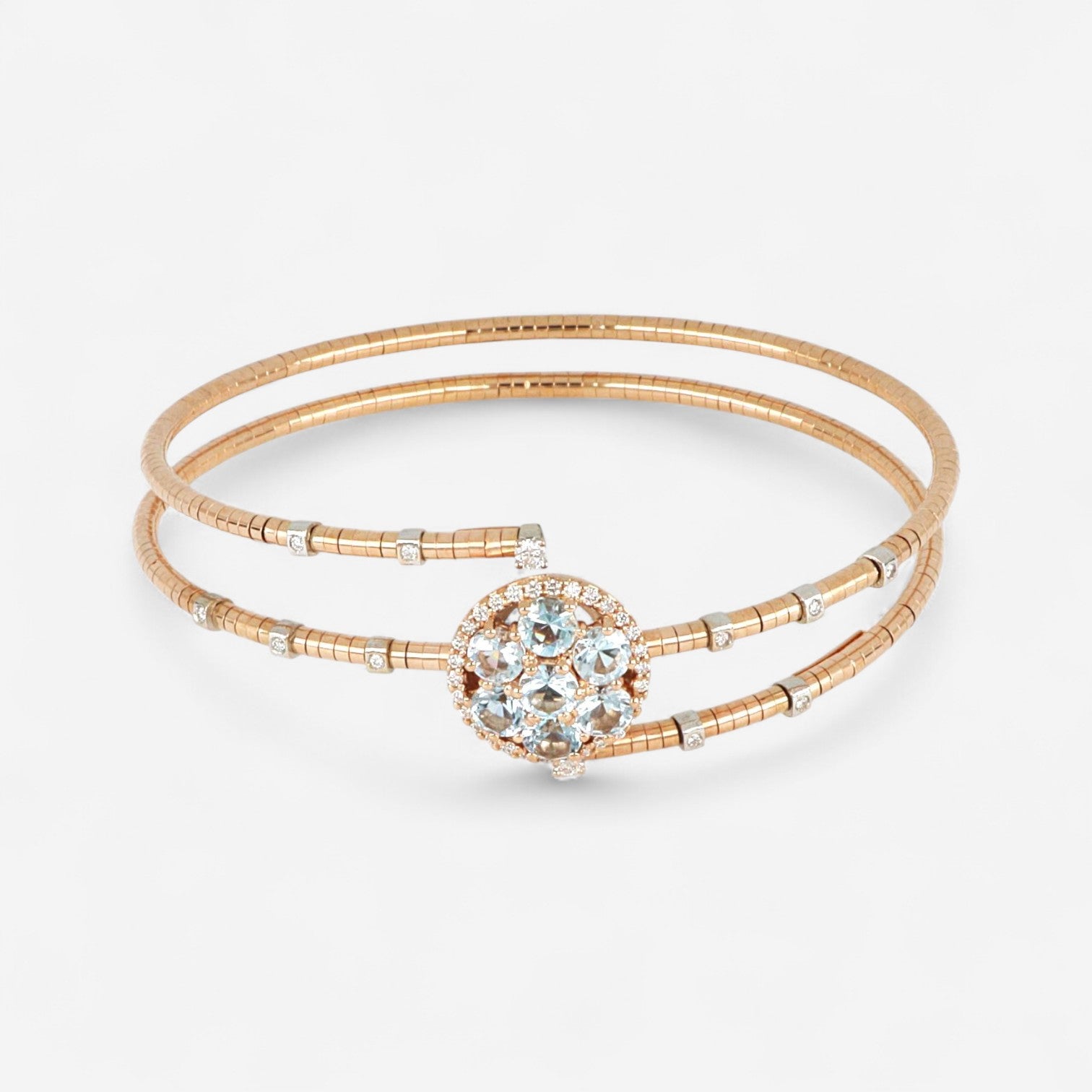 TAVANTI - 18KT Rose Gold, Brill, Blue Topaz, Titanium Spring 2,8Gr Bracelet ( Diamonds 0.31ctw G Si, Topaz)-JF-85-0621F - 157
Medium size, fits 7