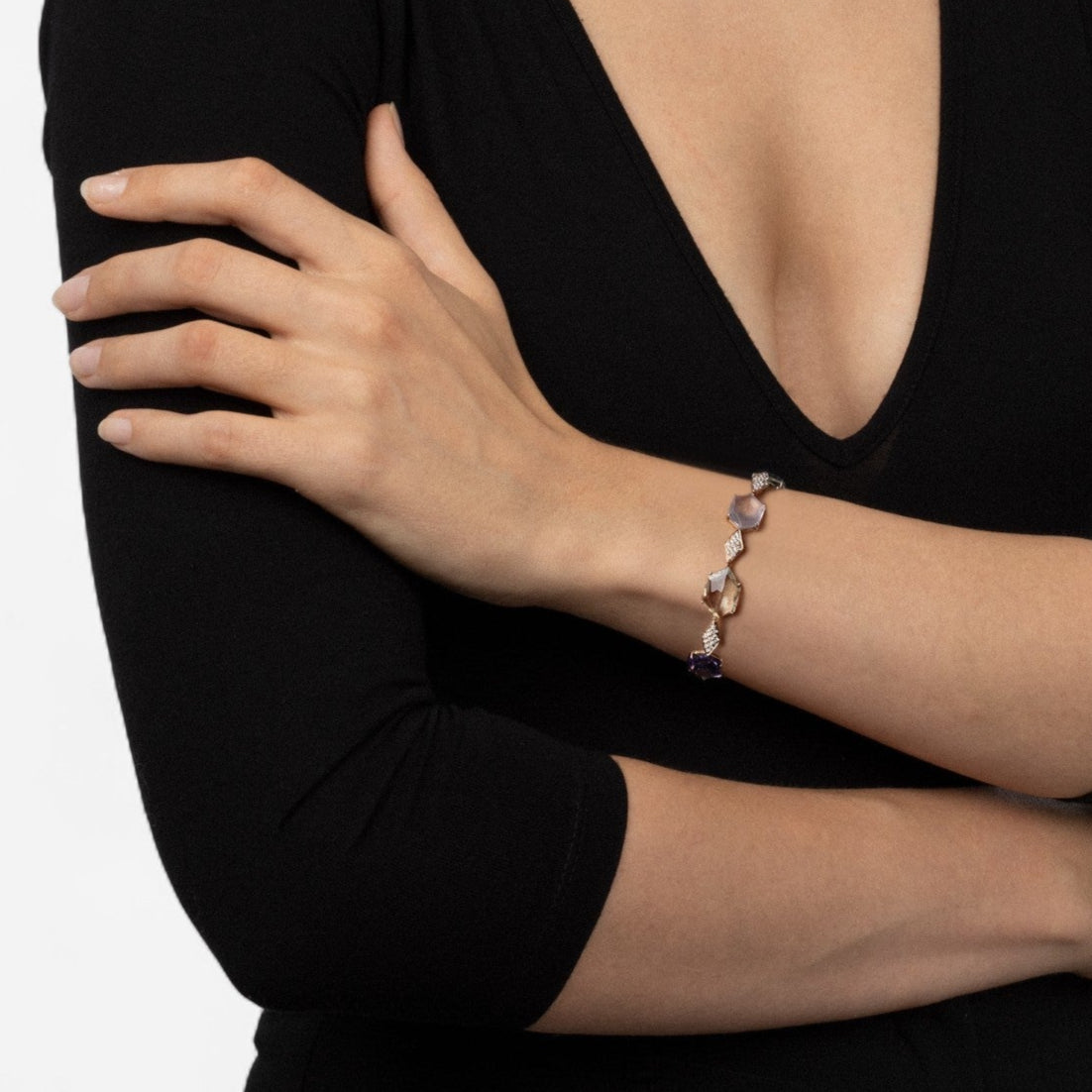 TAVANTI - 18KT Rose Gold, Green Amethyst, Amethyst,Pink Quartz Bracelet ( Diamonds 0.68ctw G SI, Amethyst, Green Amethyst)-JF-85-0236F - 82
Length7.75