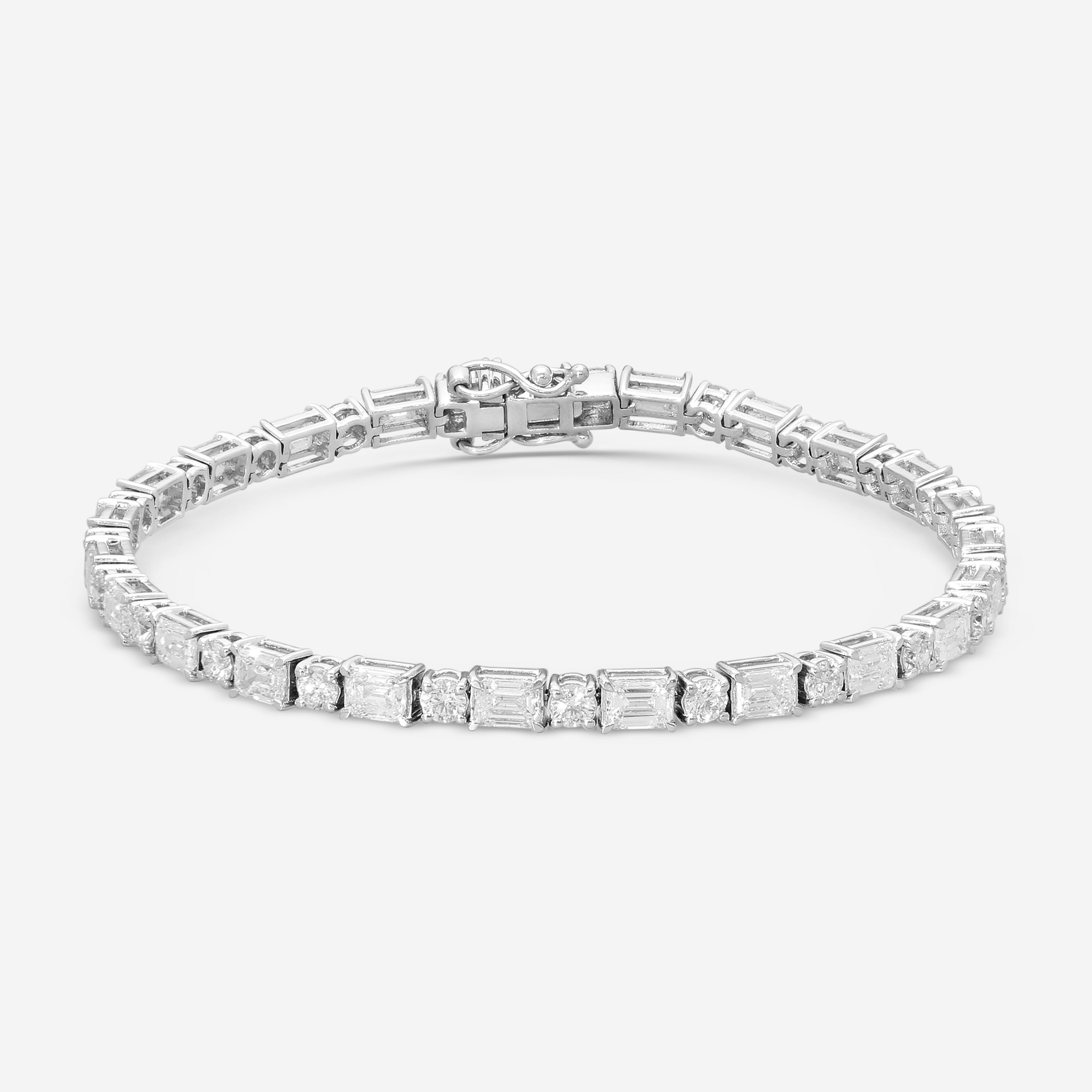 Ina Mar 14K White Gold Round & Emerald Cut Diamond Tennis Bracelet KB500884Q-G