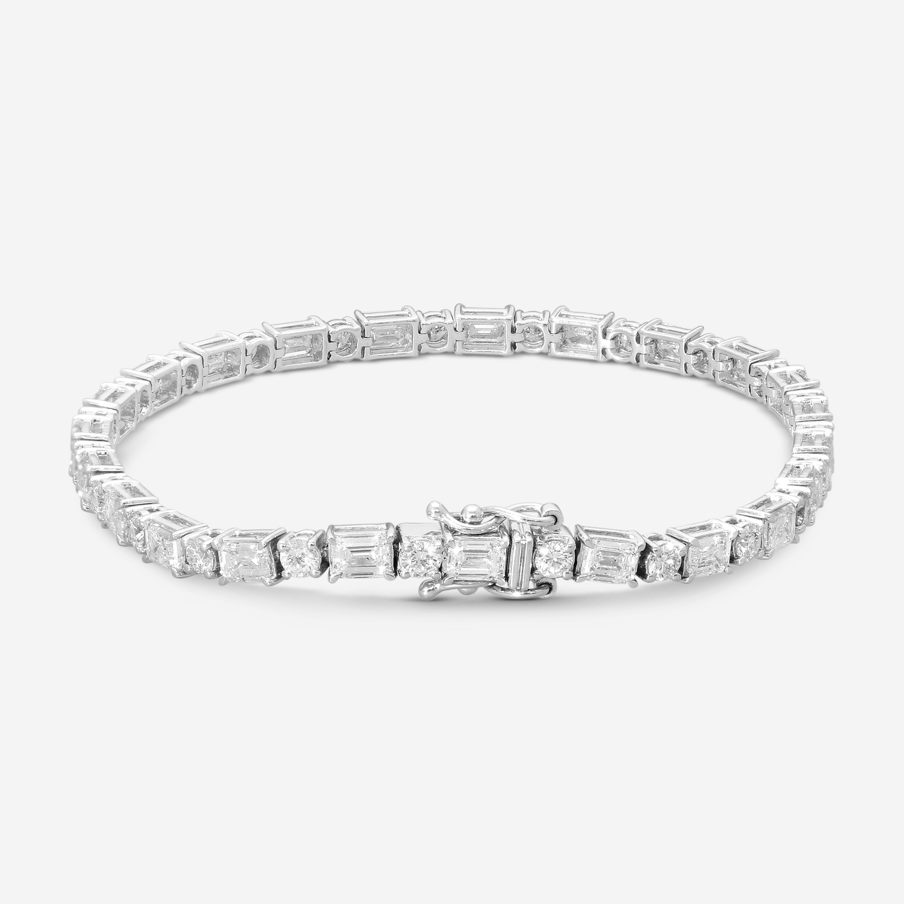 Ina Mar 14K White Gold Round & Emerald Cut Diamond Tennis Bracelet KB500884Q-G