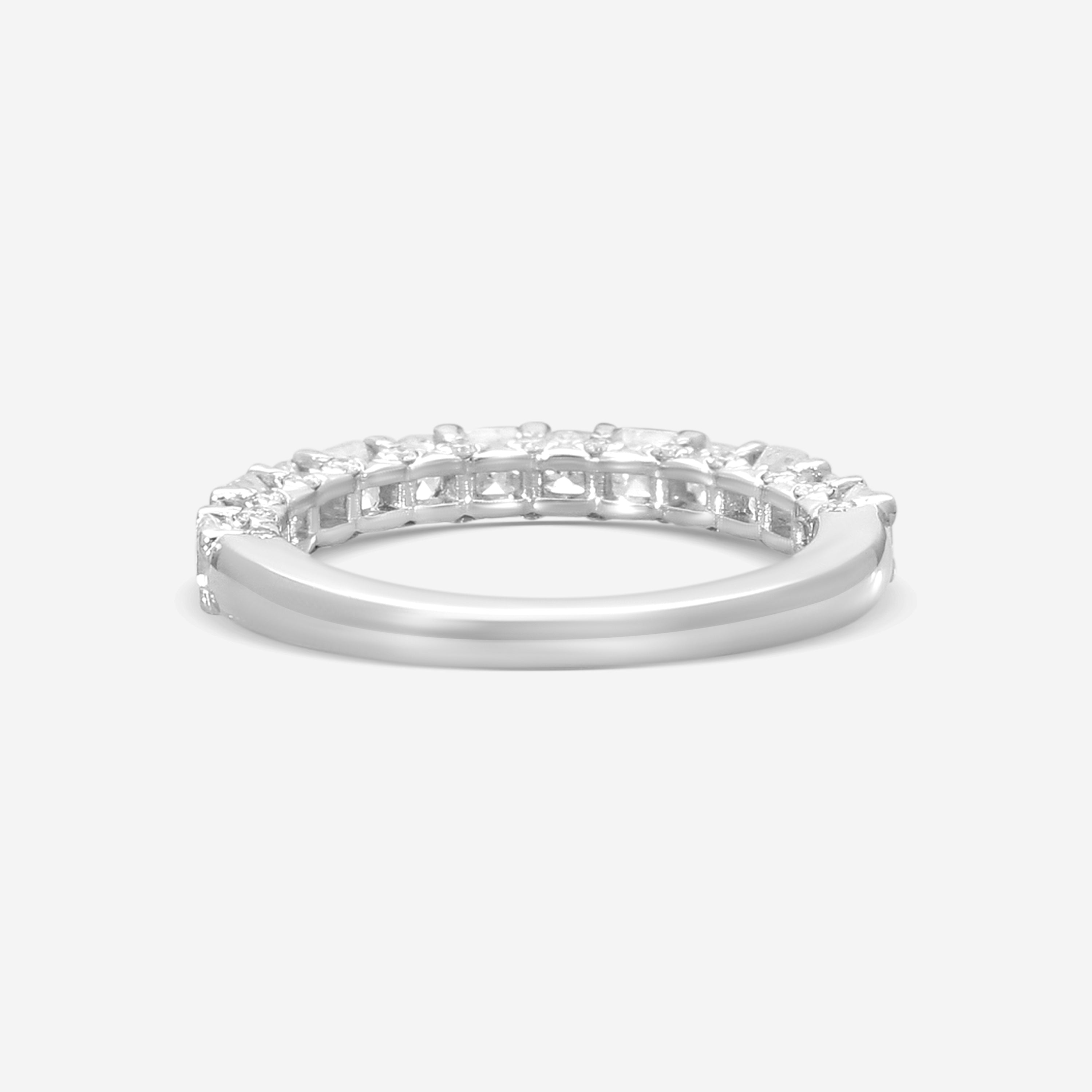 Ina Mar 14K White Gold Asscher & Round Cut Diamond Band Ring Sz. 7 KR105265