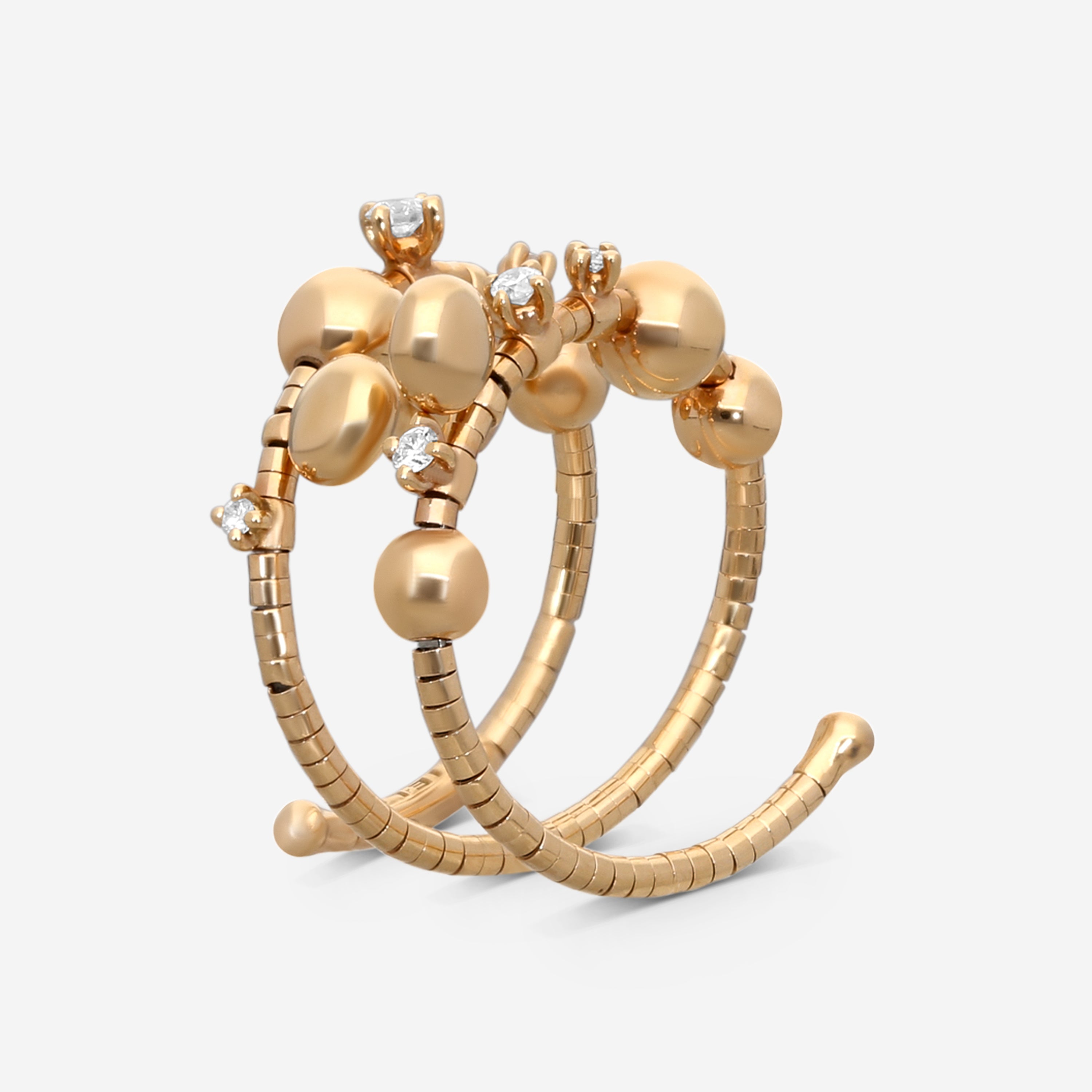 Mattia Cielo Rugiada Gocce 18K Rose Gold & Titanium Diamond Ring LJWR300-PM