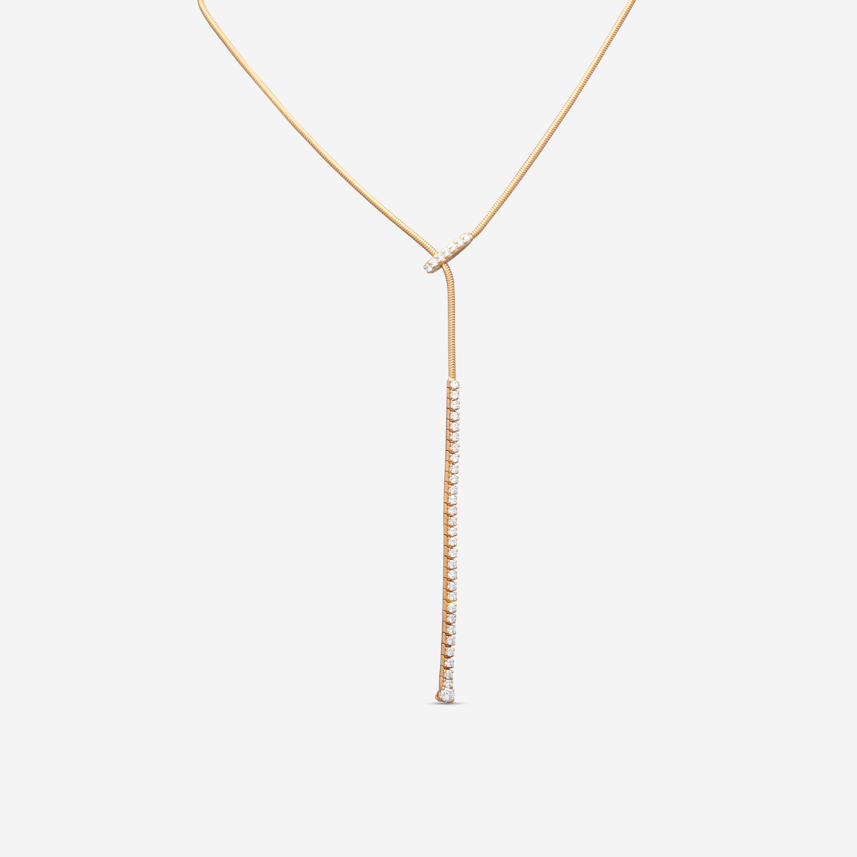 Mattia Cielo Rugiada Tennis 18K Rose Gold Diamond Lariat Necklace LJWR351-P