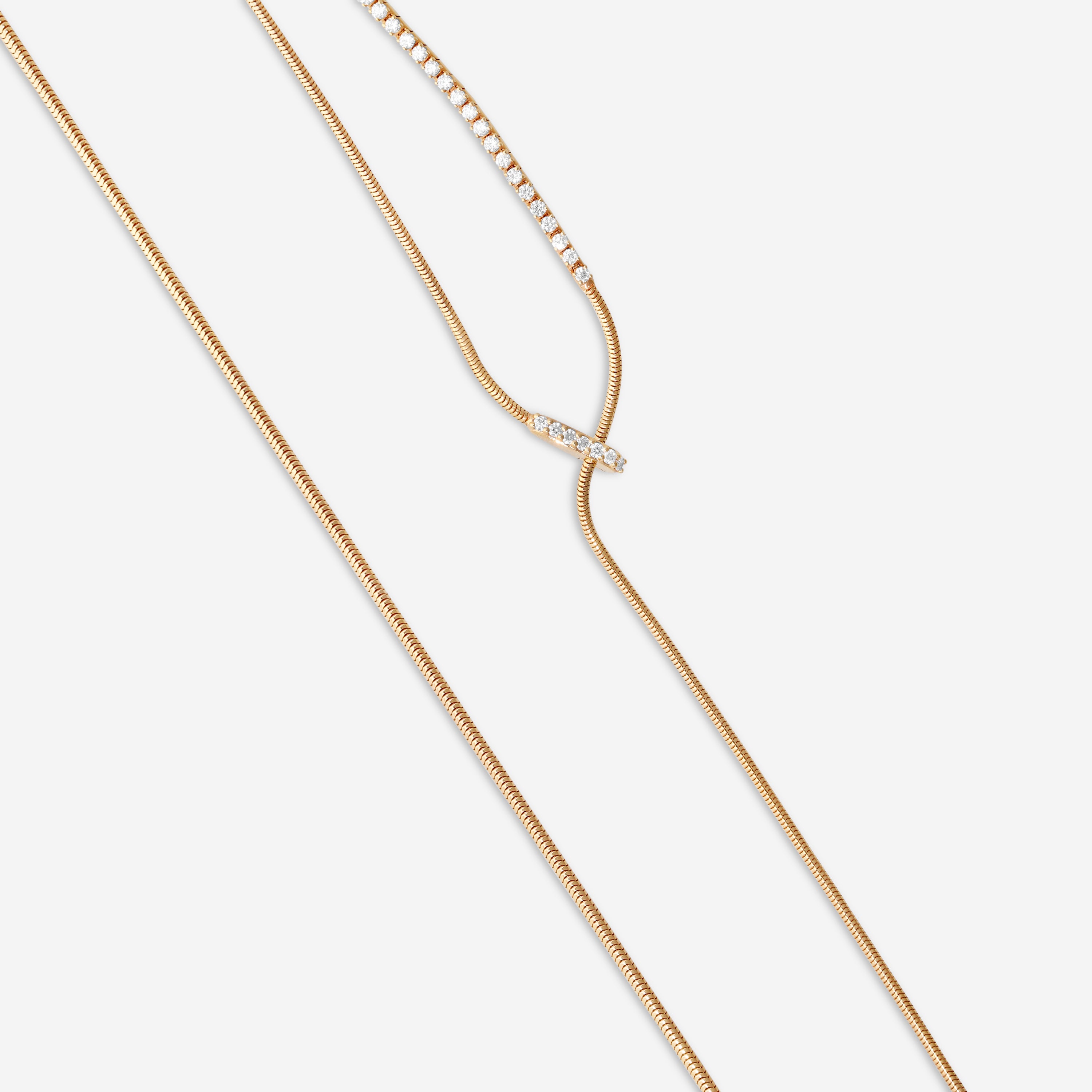 Mattia Cielo Rugiada Tennis 18K Rose Gold Diamond Lariat Necklace LJWR351-P