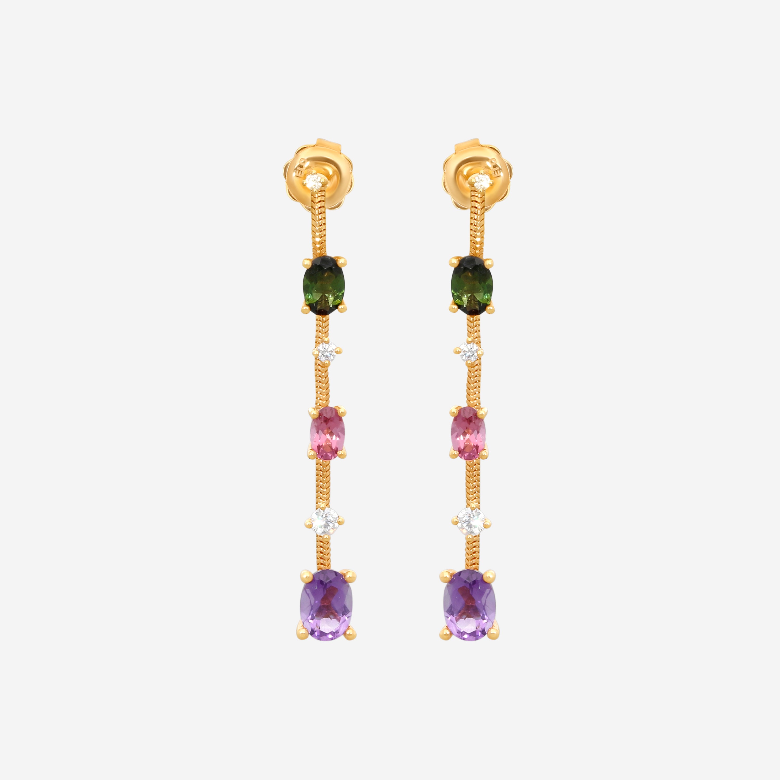 Mattia Cielo Rugiada Pietre 18K Rose Gold Diamond & Multistone Drop Earrings LJWR380-P