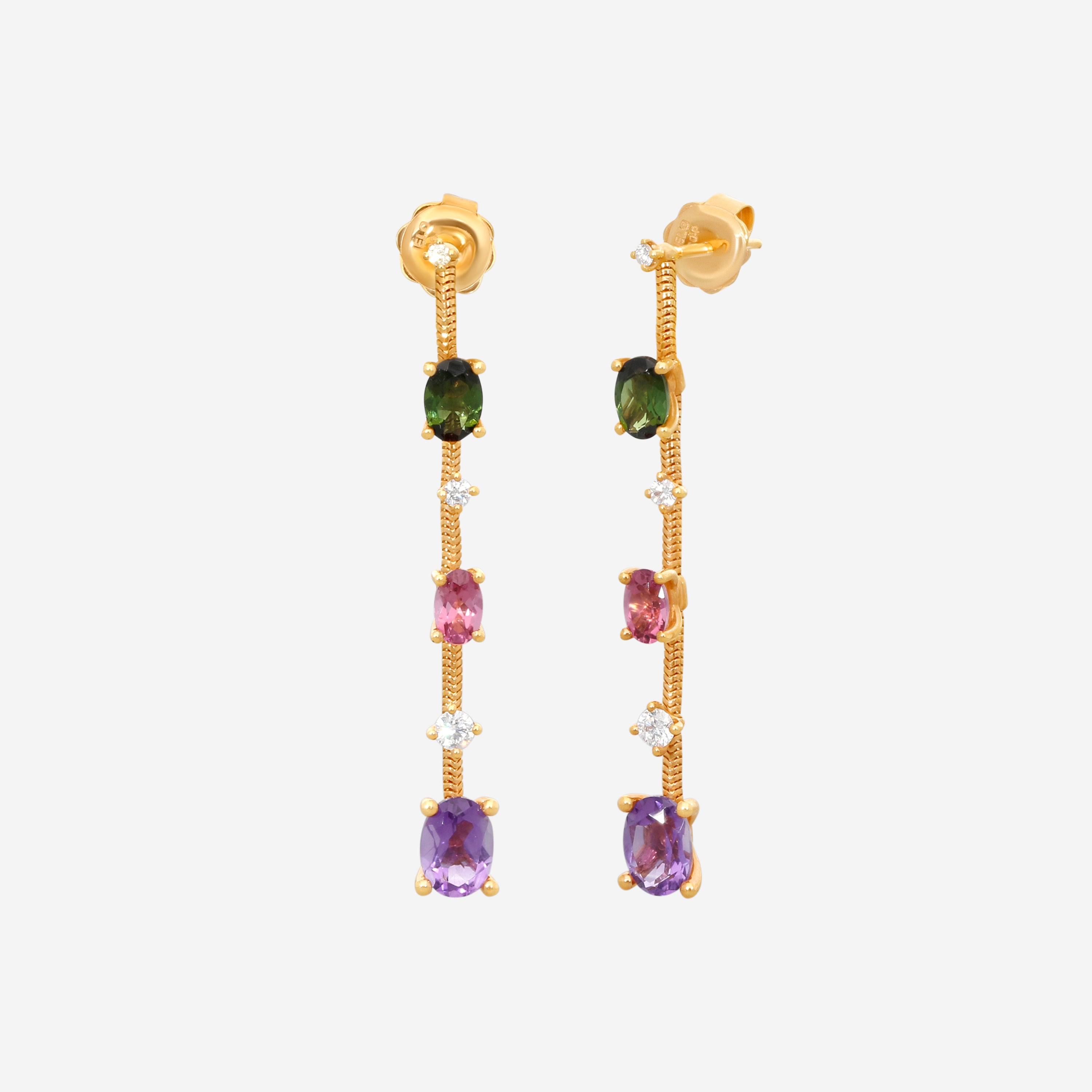Mattia Cielo Rugiada Pietre 18K Rose Gold Diamond & Multistone Drop Earrings LJWR380-P