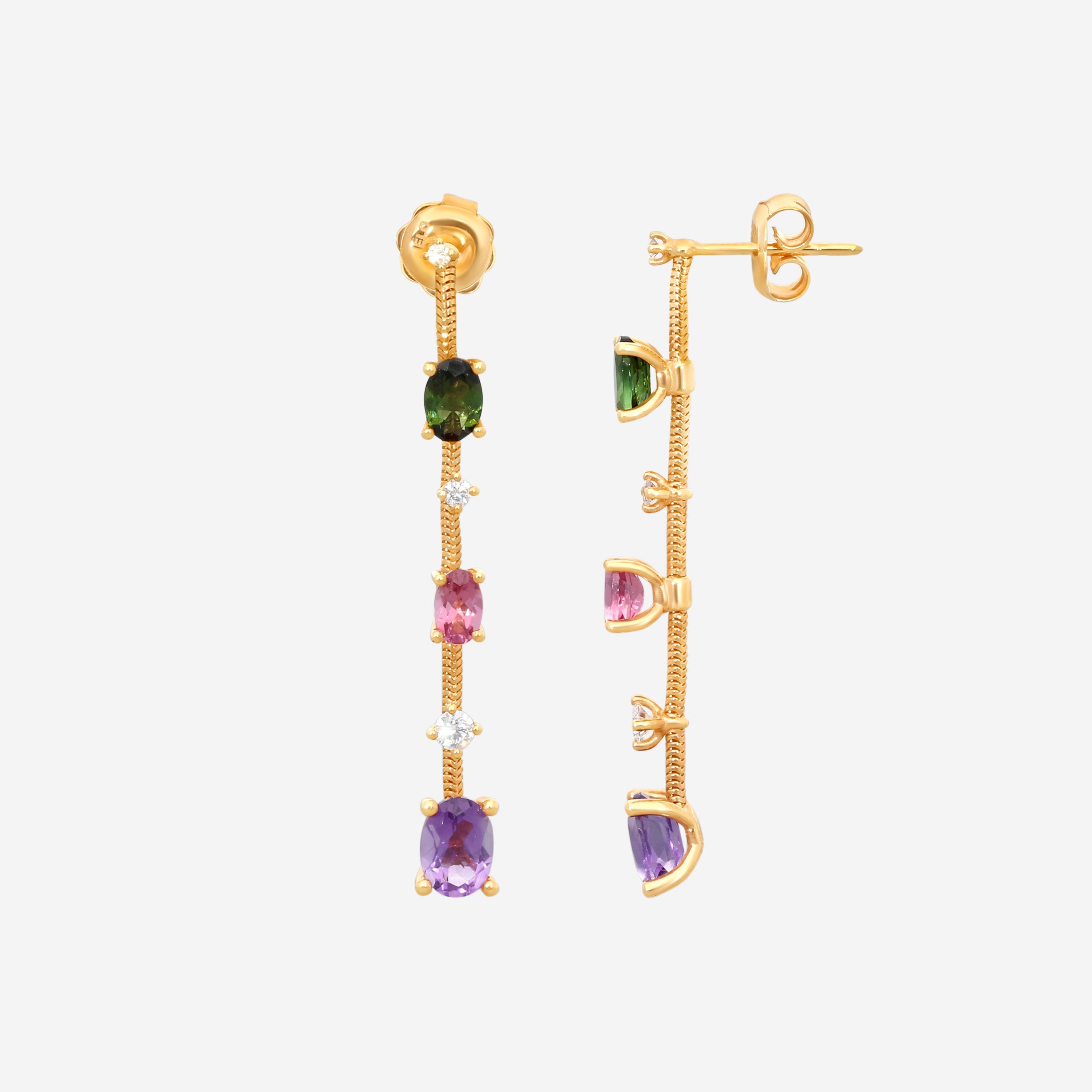 Mattia Cielo Rugiada Pietre 18K Rose Gold Diamond & Multistone Drop Earrings LJWR380-P