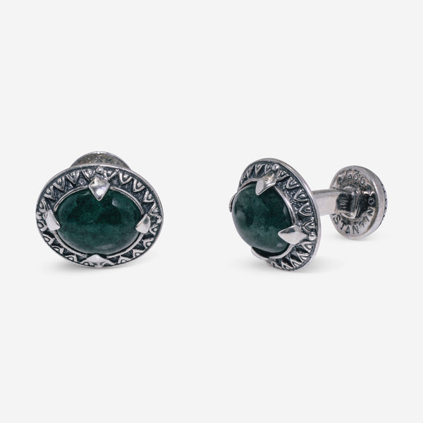 Konstantino Heonos Sterling Silver and Green Aventurine Cufflinks MAKJ93-131-448