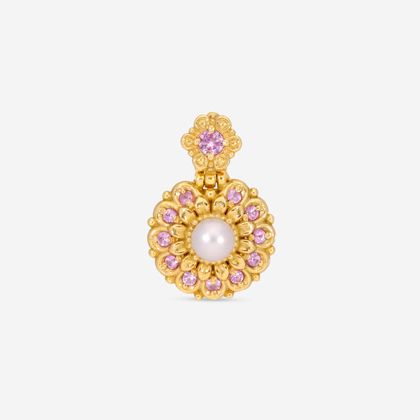 Konstantino Melissa 18K Yellow Gold, Cultured Pearl and Pink Sapphire Mini Pendant