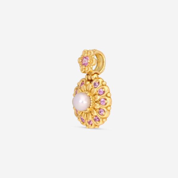 Konstantino Melissa 18K Yellow Gold, Cultured Pearl and Pink Sapphire Mini Pendant