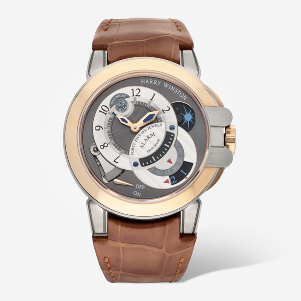 Harry Winston Ocean Excenter Alarm Zalium & Rose Manual Men's Watch