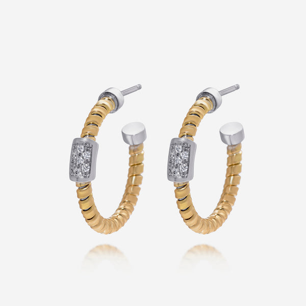 Tessitore Tubogas 18K Yellow Gold, Diamond Hoop Earrings OT 829Y - THE SOLIST