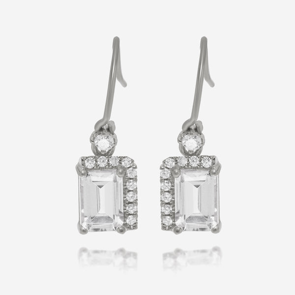 Suzanne Kalan 14K White Gold Diamond and White Topaz Drop Earrings PE578-WGWT - THE SOLIST