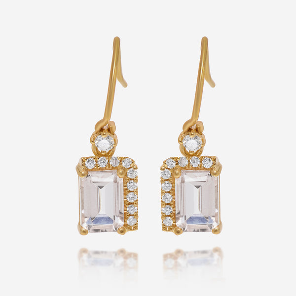 Suzanne Kalan 14K Yellow Gold Diamond and Morganite Drop Earrings PE578-YGMT - THE SOLIST
